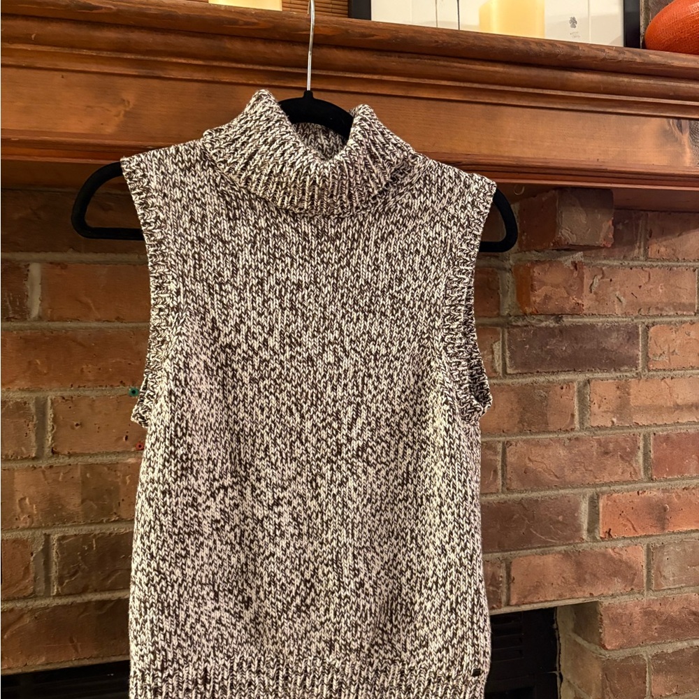 Michael Kors Brown and White Turtleneck Sweater